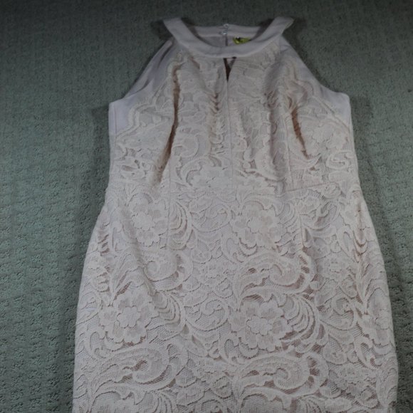Tahari ASL Size 6 Pale Pink Lace Halter Dress - Picture 1 of 5